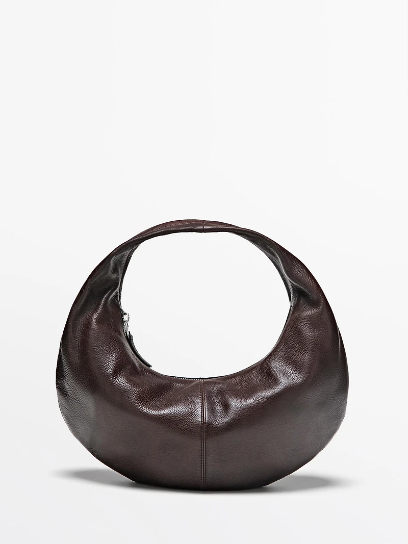 Medium nappa leather half-moon bag