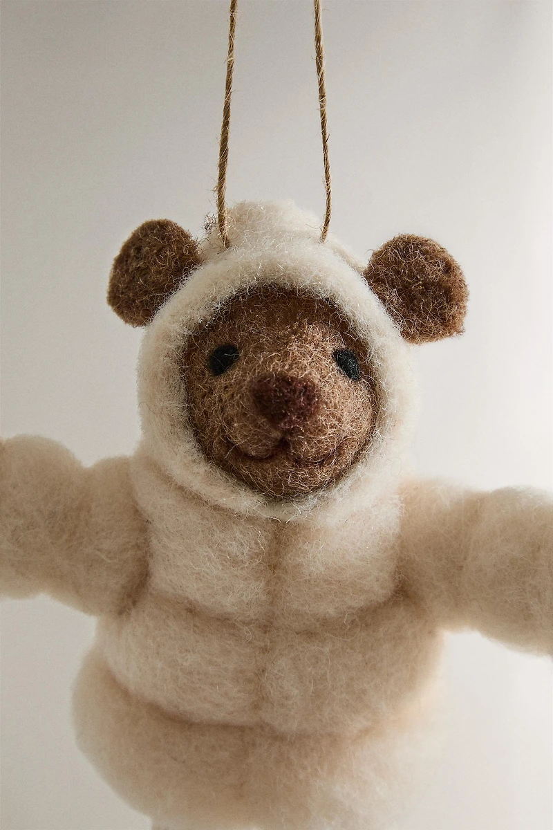 WOOL BEAR COAT CHRISTMAS TREE ORNAMENT