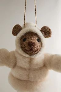 WOOL BEAR COAT CHRISTMAS TREE ORNAMENT