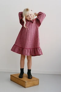 RUFFLE GINGHAM DRESS