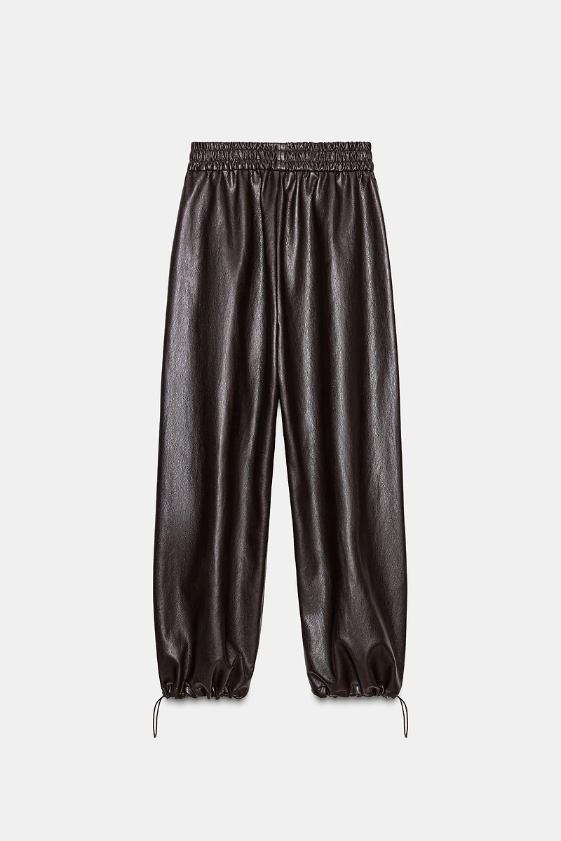 FAUX LEATHER BALLOON PANTS