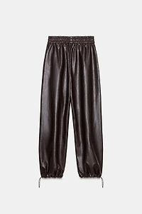 FAUX LEATHER BALLOON PANTS