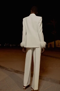 BLAZER WITH FEATHER CUFFS