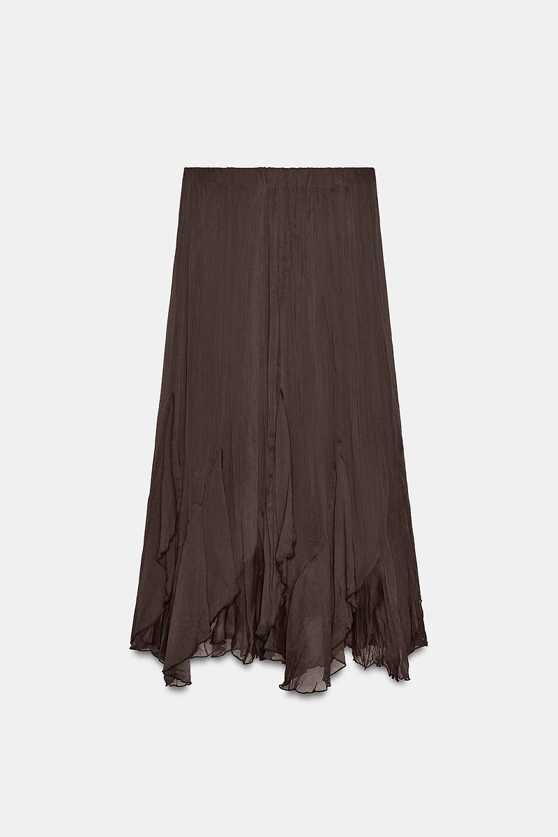 RUFFLED LACE MIDI SKIRT