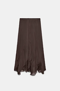 RUFFLED LACE MIDI SKIRT