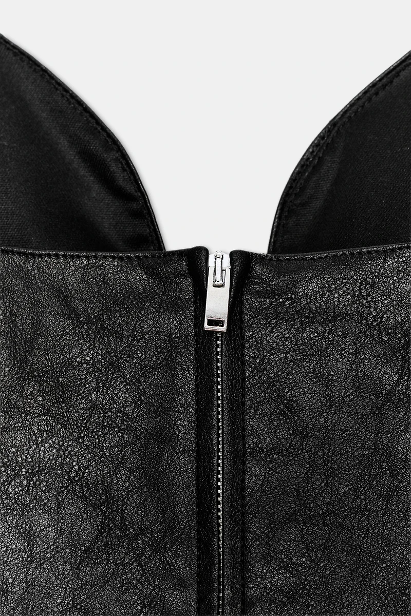 FAUX LEATHER TIE STRAP TOP