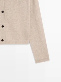 Wool blend V-neck knit cardigan