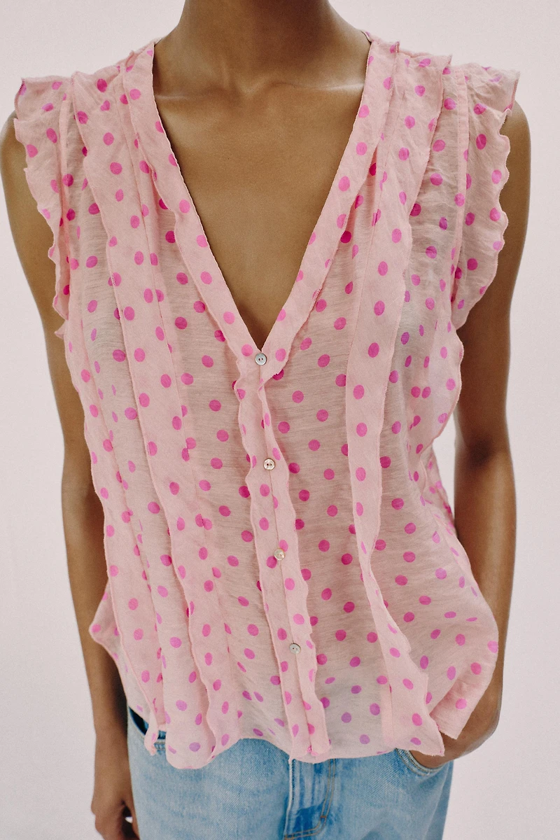 BLOUSE IMPRIMÉE À POIS