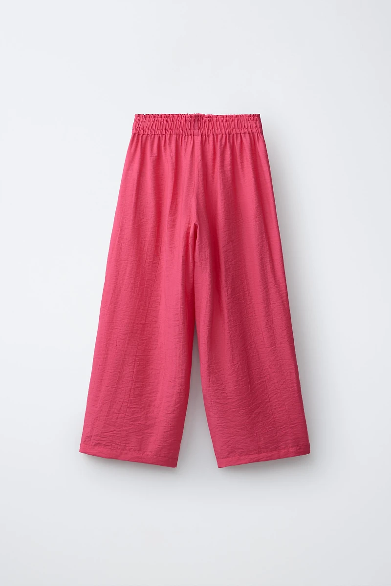 PANTALON À JAMBES LARGES EFFET FROISSÉ