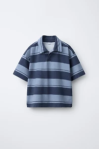 STRIPED FLEECE POLO SHIRT