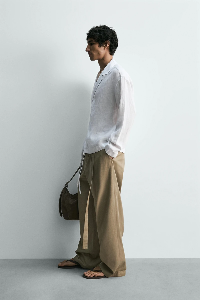 100% LINEN TIE SHIRT