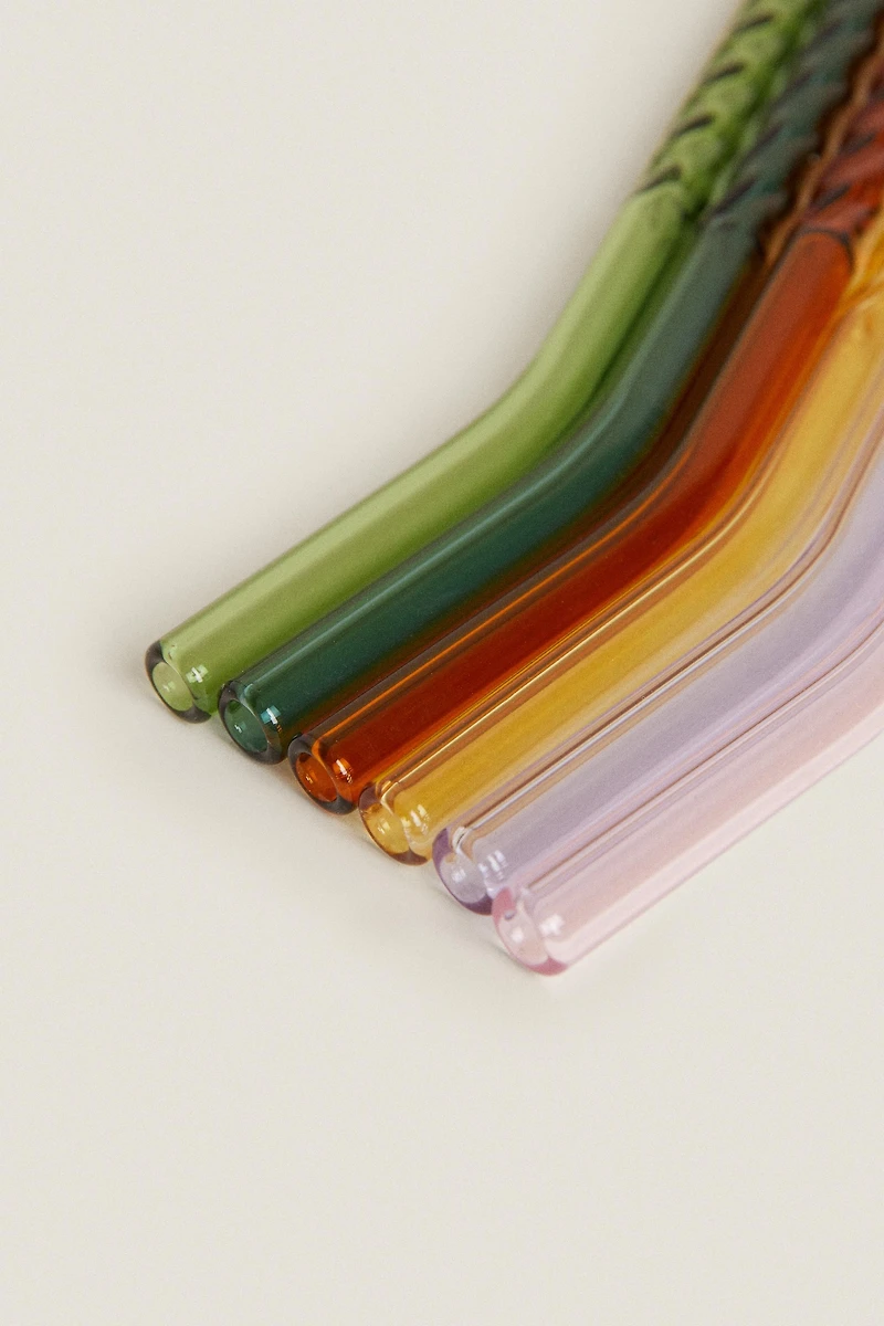 COLORED BOROSILICATE GLASS STRAW PACK (PACK OF 6)