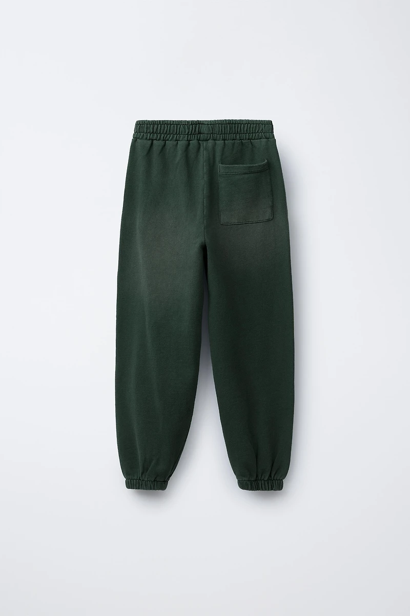 WASHED EFFECT TEXT T-SHIRT AND JOGGER PANTS SET