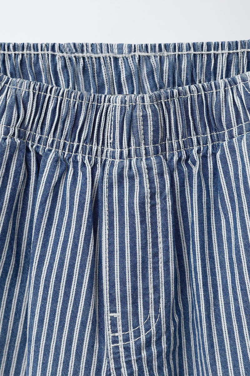 STRIPED BALLOON DENIM PANTS