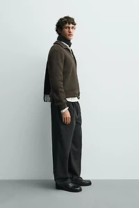 PULL EN MAILLE PERLÉE À COL ZIPP