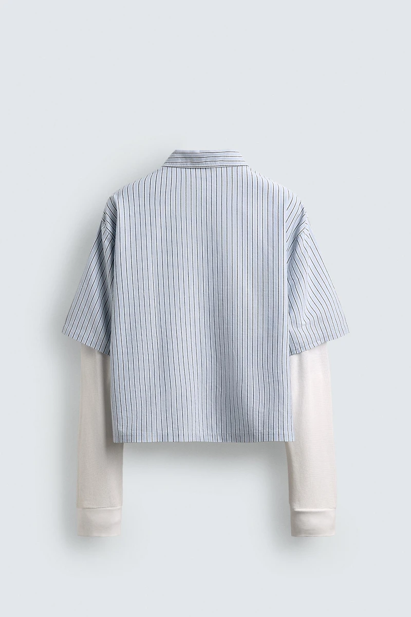 DOUBLE EFFECT SLEEVE STRIPED SHIRT