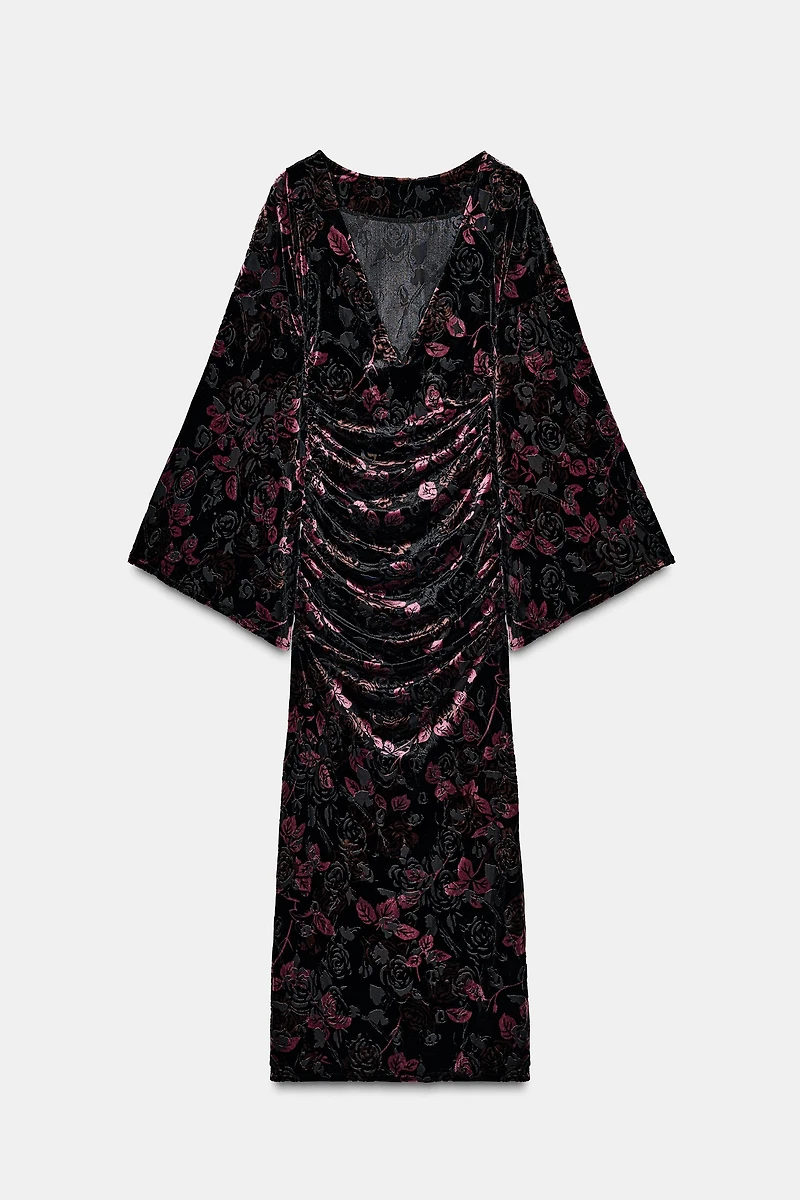 DRAPED VELVET DRESS
