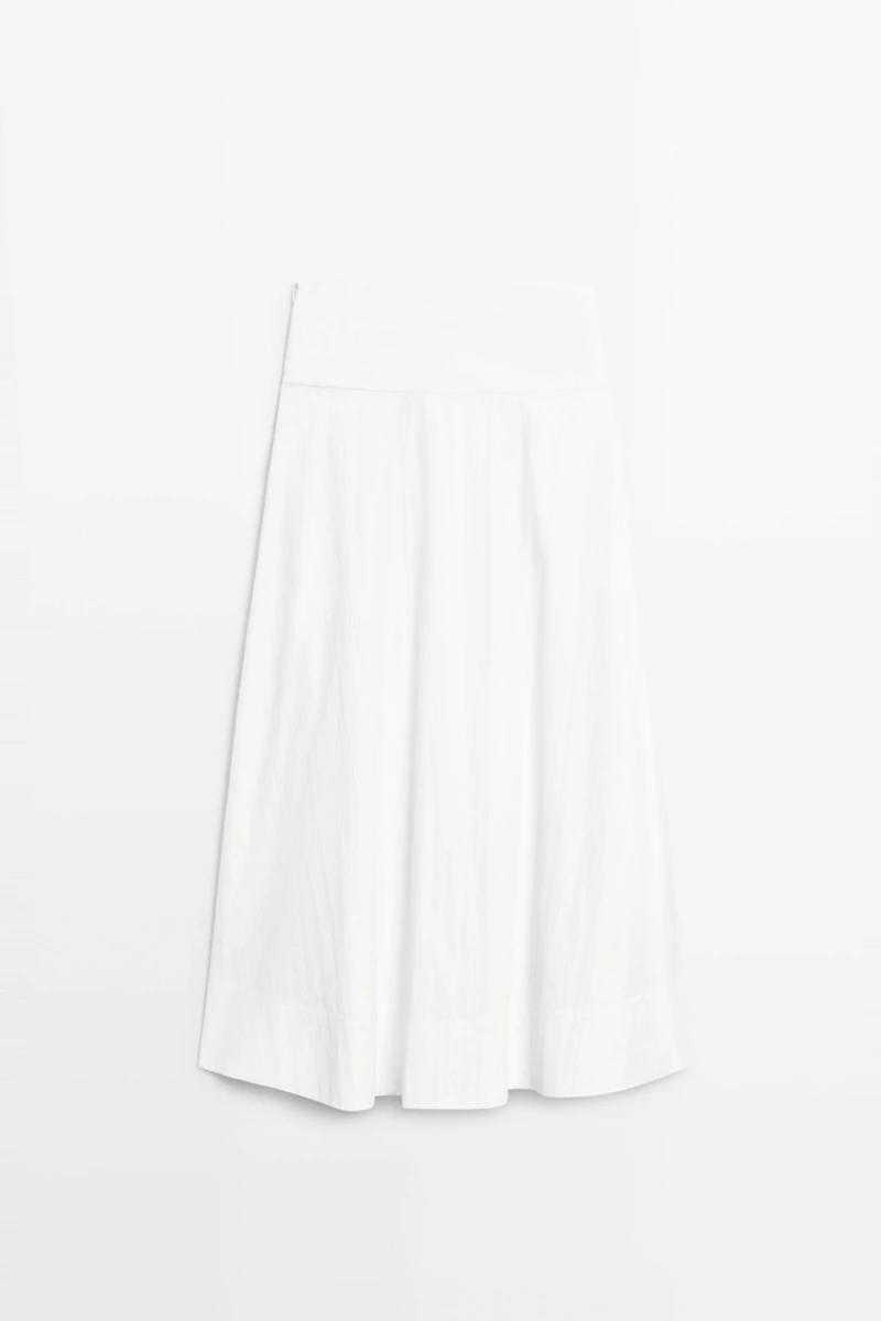 Midi skirt with yoke and pleated detail