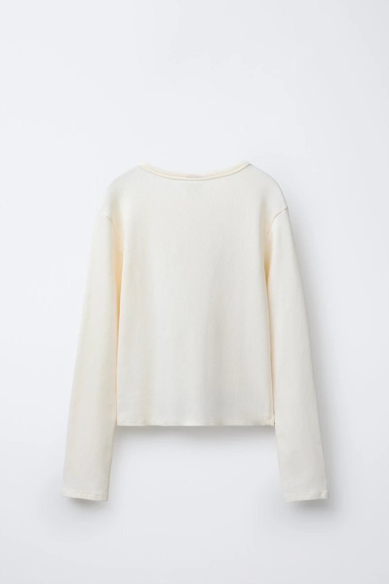 RIBBED HEART AND TEXT T-SHIRT