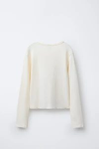 RIBBED HEART AND TEXT T-SHIRT