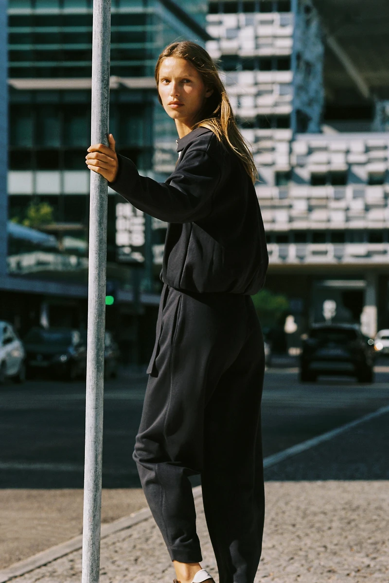 PLEATED FLEECE BOMBER JACKET