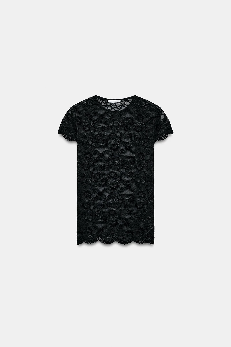 SHORT SLEEVE LACE T-SHIRT