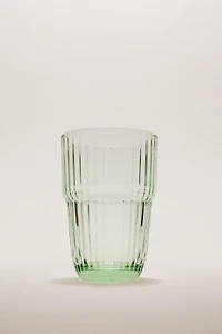 COLORED STRIPED GLASS TUMBLER