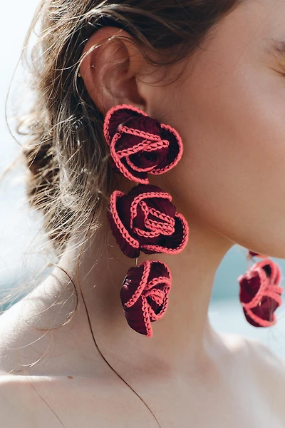BOUCLES D'OREILLES TISSU FLEUR CONTRASTÉE