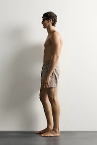 PAISLEY PRINT MID-LENGTH SWIM TRUNKS