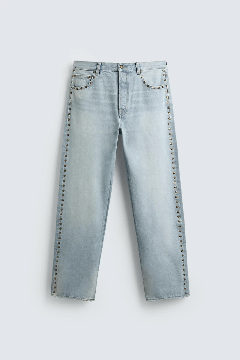 STRAIGHT FIT JEANS WITH METAL STUDS