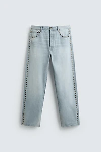 STRAIGHT FIT JEANS WITH METAL STUDS