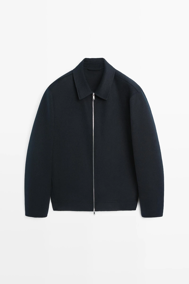 Wool blend zip-up jacket