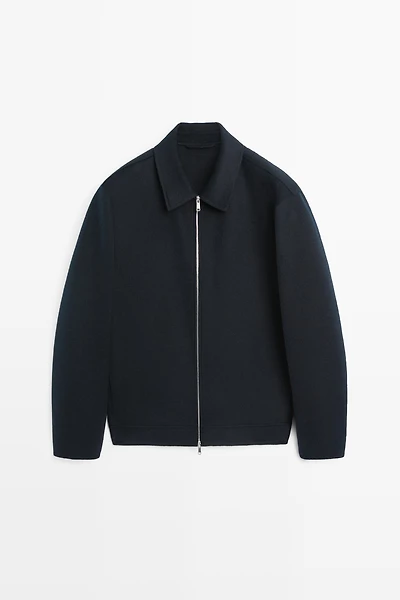 Blouson zippé en laine mélangée