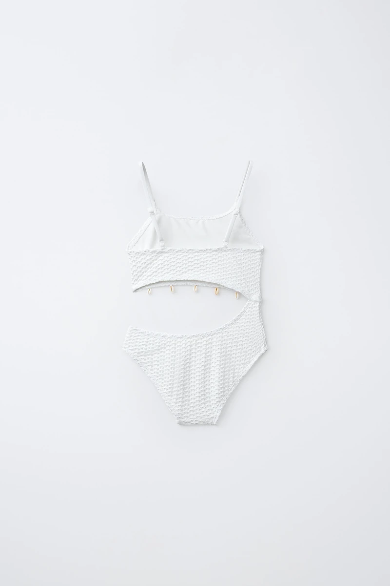 MAILLOT DE BAIN CROCHET CUT OUT COQUILLAGES 6-14 ANS