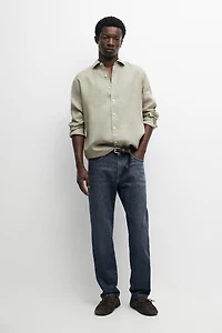 Enzymatic tapered fit jeans