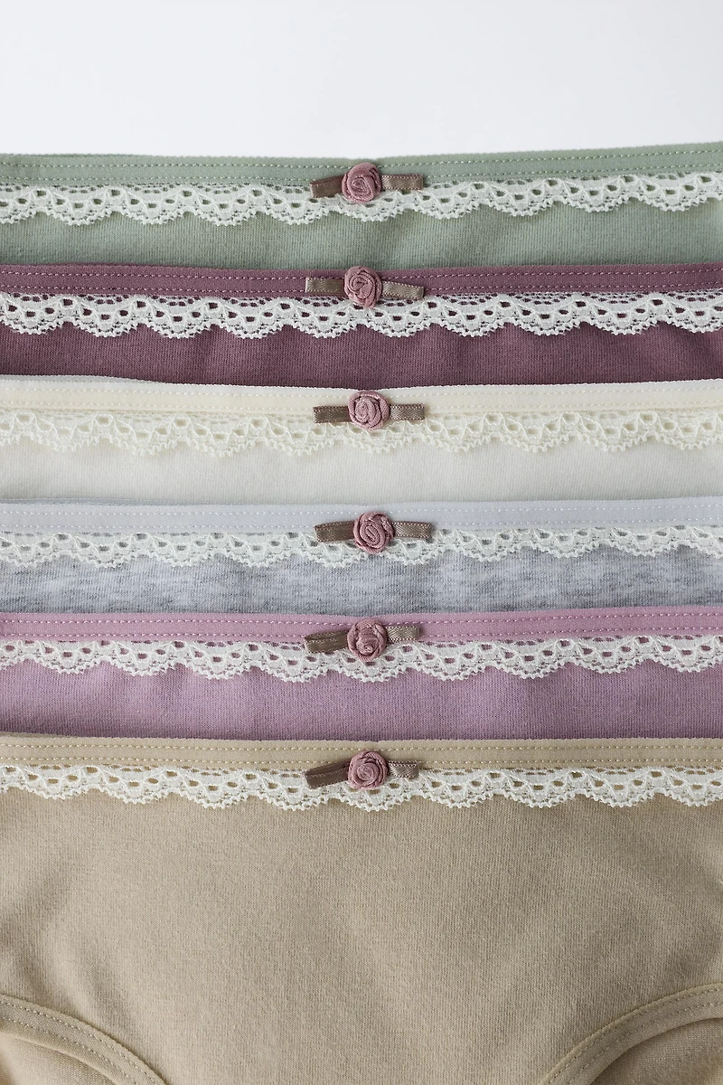 1 1/2-6 ANS/ LOT DE SIX CULOTTES À DENTELLE