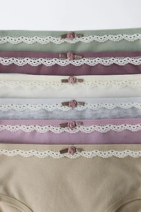 1 1/2-6 ANS/ LOT DE SIX CULOTTES À DENTELLE