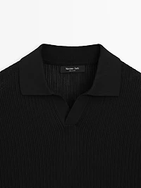 Cutwork V-neck polo shirt