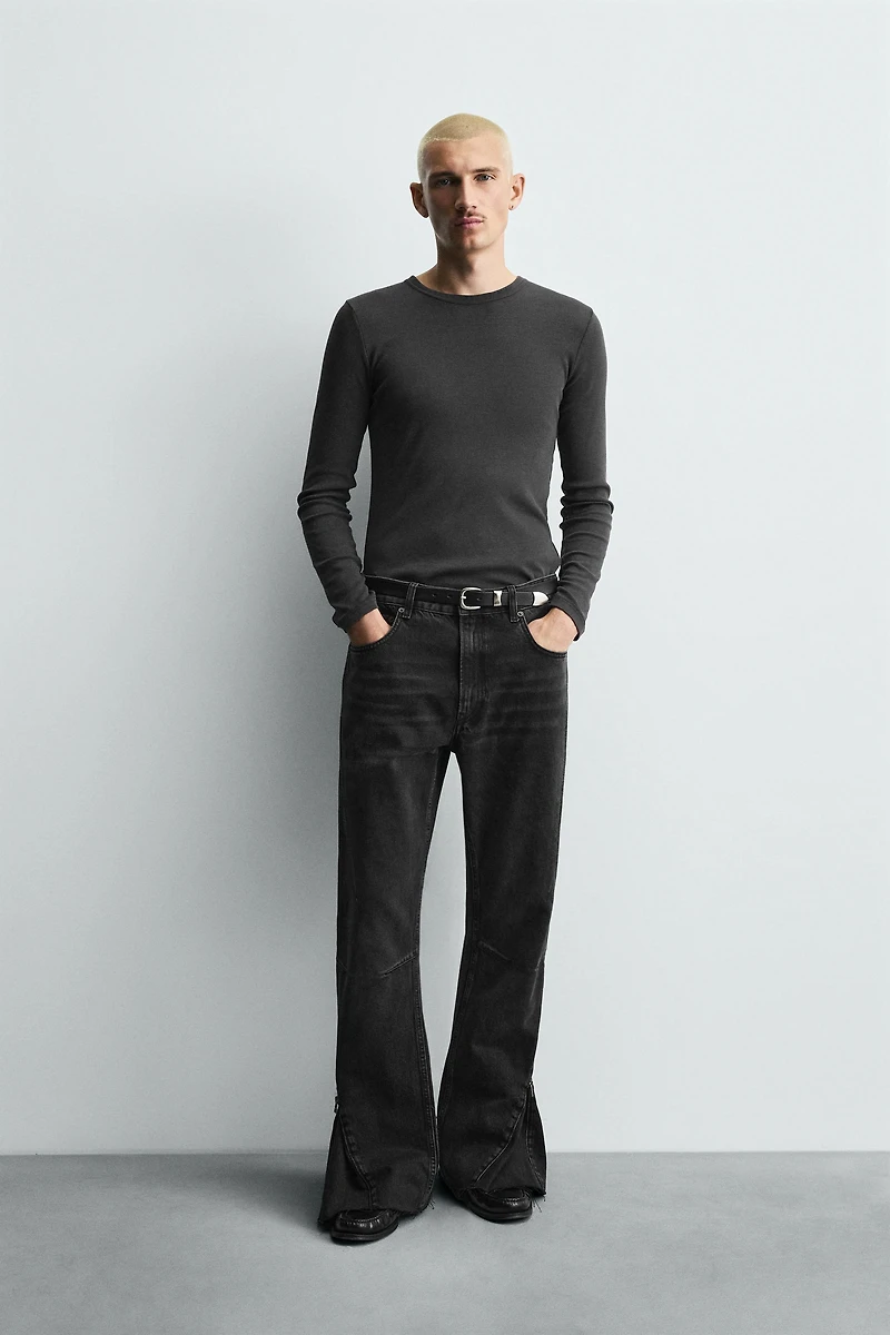 FLARE FIT ZIPPER JEANS