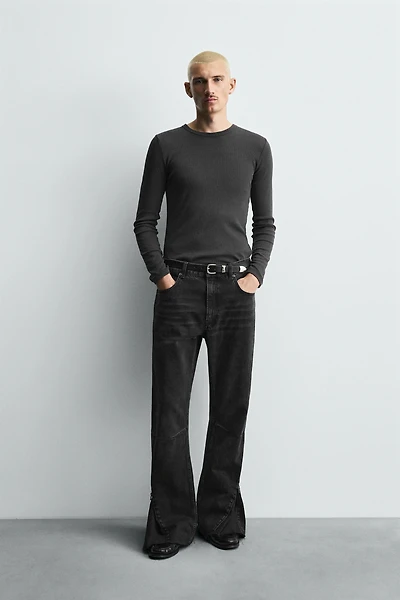 FLARE FIT ZIPPER JEANS