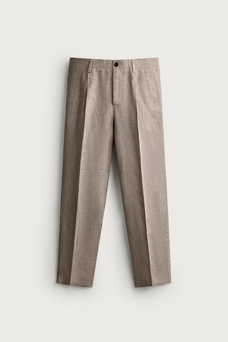 100% LINEN REGULAR FIT PANTS