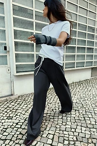 DOUBLE WAISTBAND WIDE-LEG PANTS