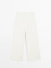 100% linen wide-leg trousers