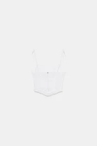 POPLIN CORSET CROP TOP