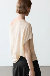 Linen blend asymmetric cropped cape