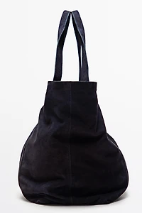 Split suede leather tote bag