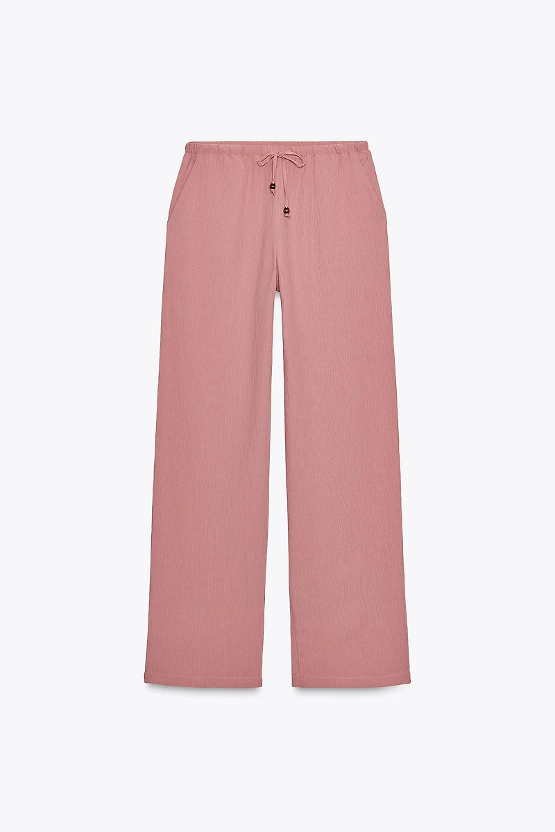 WRINKLE EFFECT WIDE LEG PANTS