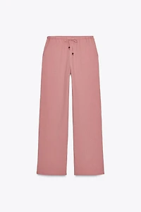 WRINKLE EFFECT WIDE LEG PANTS