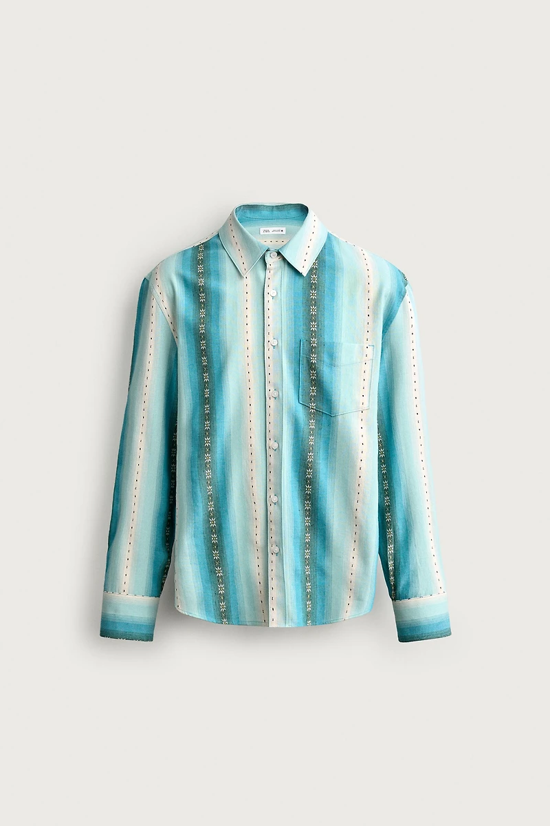 RELAXED FIT STRIPED JACQUARD SHIRT