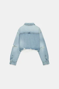 SURCHEMISE CROP EN DENIM TRF